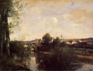  sena - Puente Viejo de Limay sobre el Sena plein air Romanticismo Jean Baptiste Camille Corot